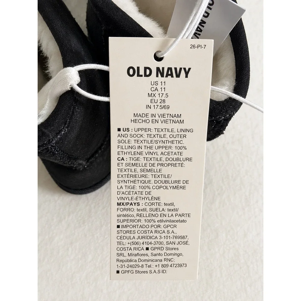 Old Navy Kids Black Faux Suede Faux Fur Lined Winter Boots Size 7 NEW